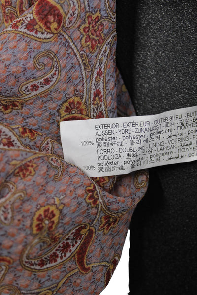 Zara Womens Cropped Paisley Button Up Blouse High Neck Long Sleeve Beige Size S