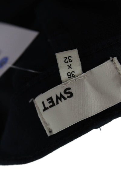 Swet Tailor Mens Ankle Cropped Dark Blue Jeans Button Fly Size 32