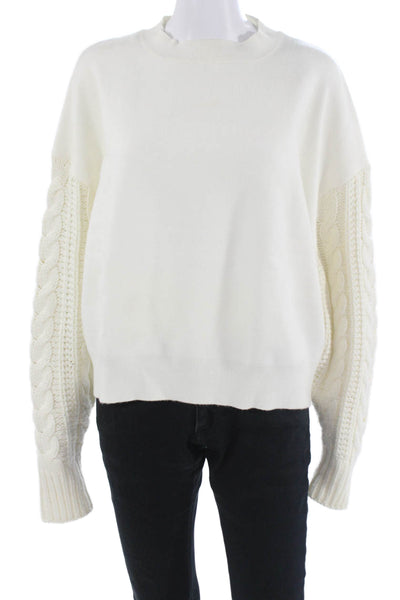 Zara Unisex Pullover Sweater Crew Neck Long Sleeve White Size S
