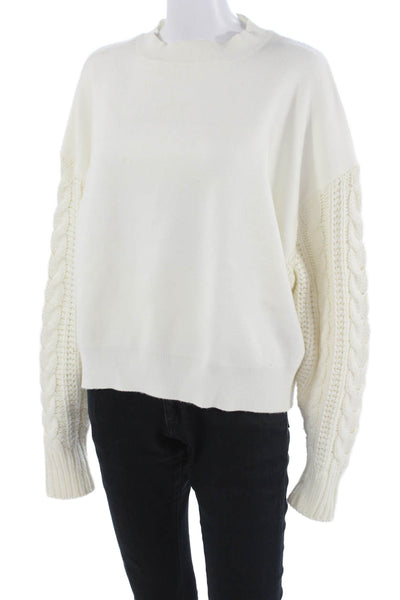 Zara Unisex Pullover Sweater Crew Neck Long Sleeve White Size S