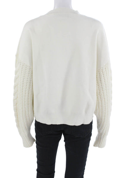 Zara Unisex Pullover Sweater Crew Neck Long Sleeve White Size S