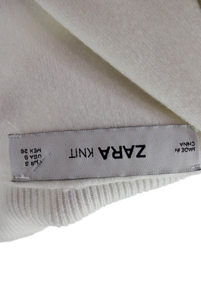 Zara Unisex Pullover Sweater Crew Neck Long Sleeve White Size S