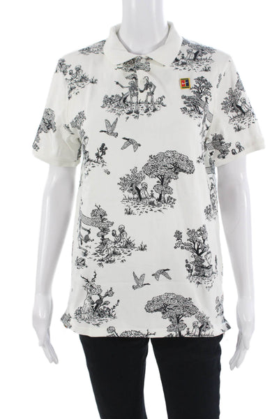 Nike Unisex White Collared Graphic Polo Short Sleeve 100% Cotton Size S