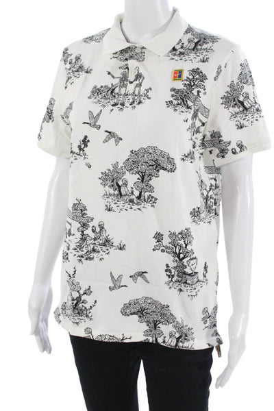 Nike Unisex White Collared Graphic Polo Short Sleeve 100% Cotton Size S