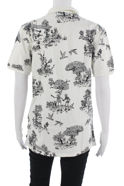 Nike Unisex White Collared Graphic Polo Short Sleeve 100% Cotton Size S