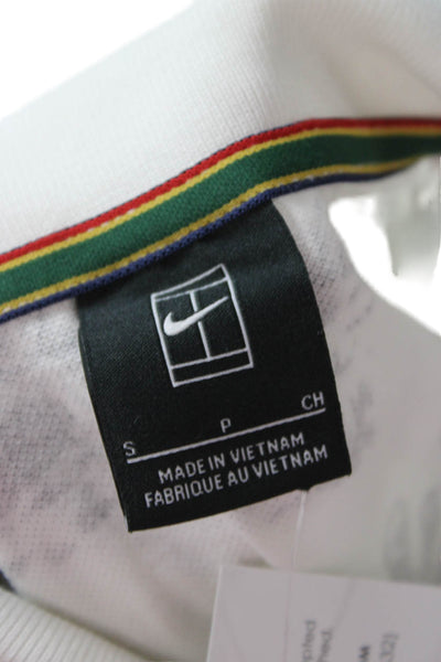 Nike Unisex White Collared Graphic Polo Short Sleeve 100% Cotton Size S