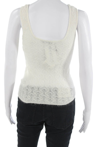 Zara Women White Geometric Round Neck Camisole Classic Sleeveless Size S