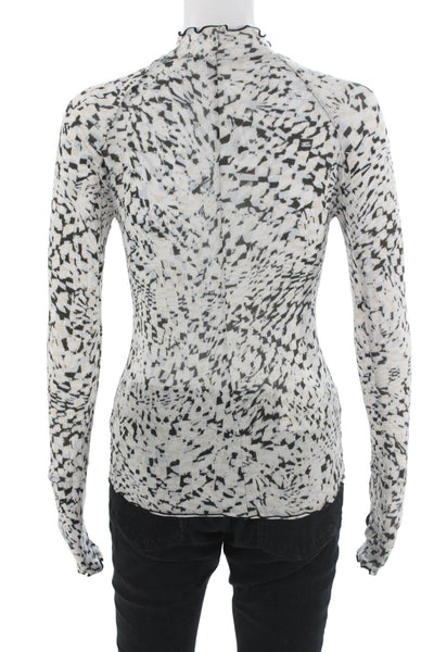 FP Movement Womens Mock Neck Long Sleeve Geometric Top White Size XS