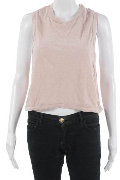 FP Movement Womens Cropped Cotton Tank Pink Crew Neck Sleeveless Size XS
