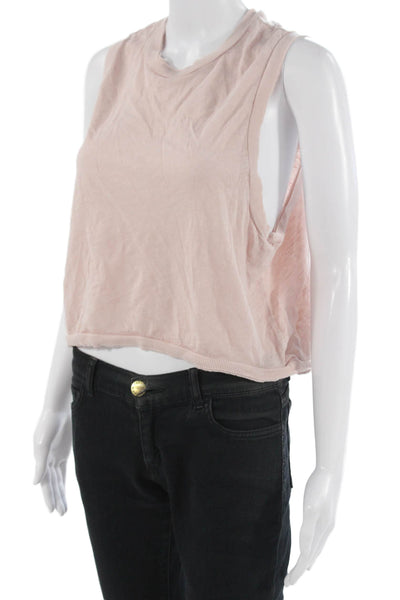 FP Movement Womens Cropped Cotton Tank Pink Crew Neck Sleeveless Size XS