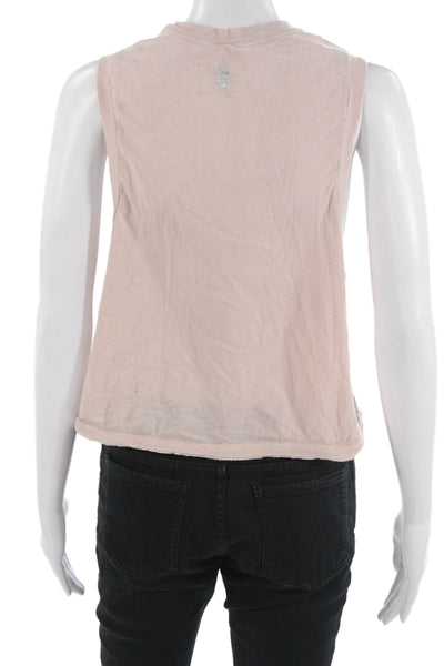FP Movement Womens Cropped Cotton Tank Pink Crew Neck Sleeveless Size XS
