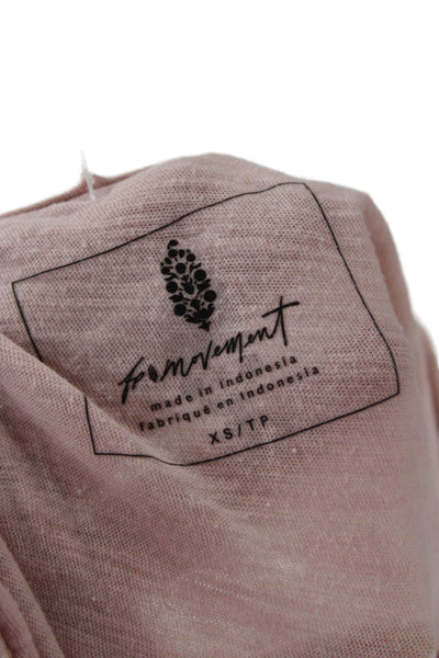 FP Movement Womens Cropped Cotton Tank Pink Crew Neck Sleeveless Size XS