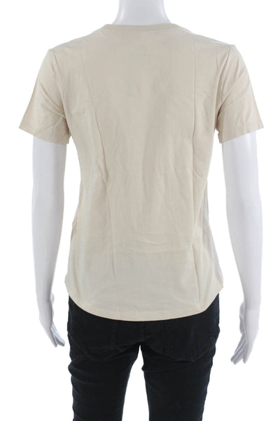 Nike Womens Beige Basic Graphic Crew Neck Cotton T-Shirt Short Sleeve Size S