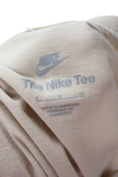 Nike Womens Beige Basic Graphic Crew Neck Cotton T-Shirt Short Sleeve Size S