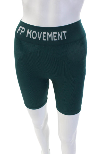 FP Movement Women Biker Shorts Green Striped Polyester Size XS