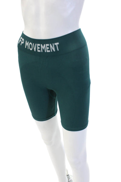 FP Movement Women Biker Shorts Green Striped Polyester Size XS