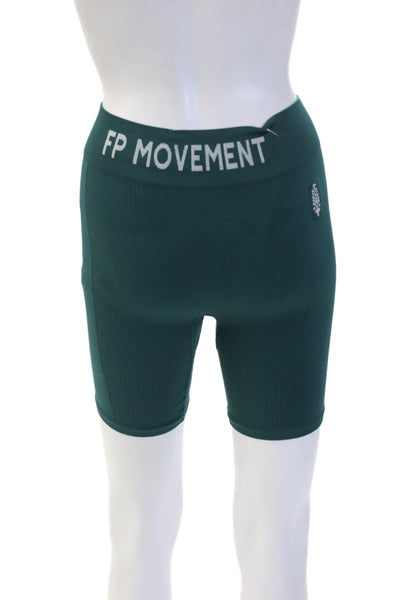 FP Movement Women Biker Shorts Green Striped Polyester Size XS