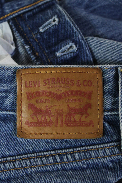Levis Women Boyfriend Cropped Blue Denim Jeans High Rise Size 25