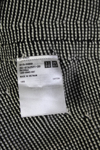 Uniqlo Unisex Black V-Neck Striped Cotton Pullover Sweater 3/4 Sleeve Size XS