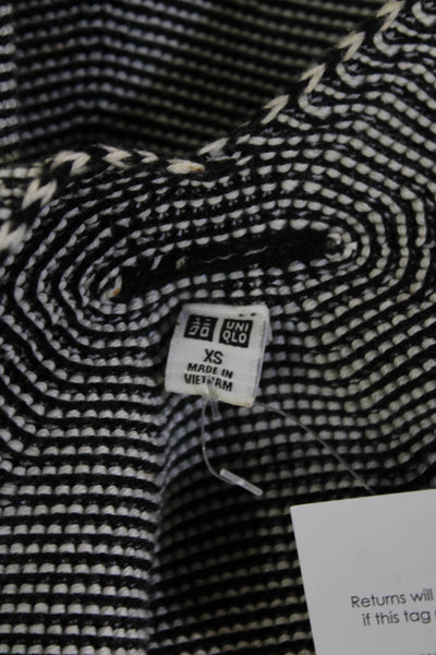 Uniqlo Unisex Black V-Neck Striped Cotton Pullover Sweater 3/4 Sleeve Size XS