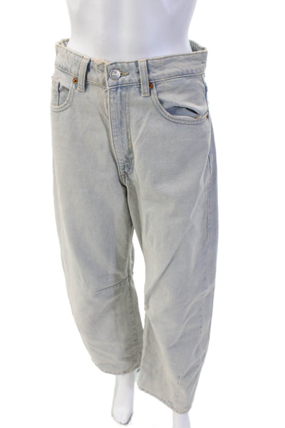 Zara Unisex Gray Cropped Wide Leg Jeans High Rise 90s Denim Size 2