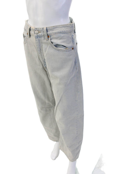 Zara Unisex Gray Cropped Wide Leg Jeans High Rise 90s Denim Size 2