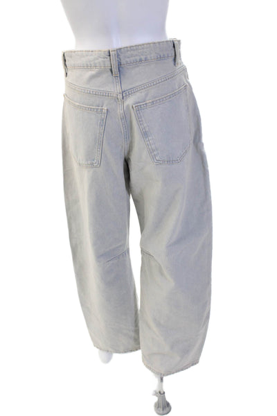 Zara Unisex Gray Cropped Wide Leg Jeans High Rise 90s Denim Size 2