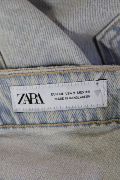 Zara Unisex Gray Cropped Wide Leg Jeans High Rise 90s Denim Size 2