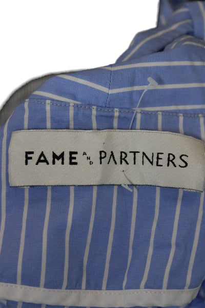 Fame and Partners Women Striped High Neck Tie Blouse Long Sleeve Size 4