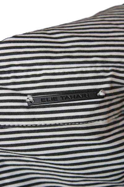 Elie Tahari Women Striped Button-Up Long Sleeve Black Cotton Blend Size S