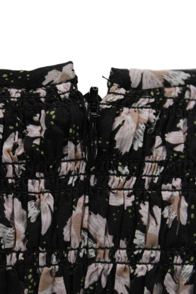 Intermix Women Black Floral Modal Long Sleeve Round Neck Blouse Size M