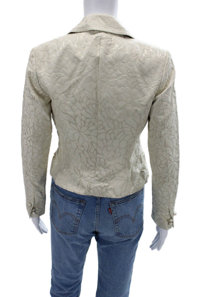 J Crew Womens Quilted Floral Collared Button Long Sleeve Jacket Beige Size 0