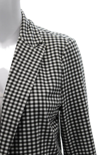 Amanda + Chelsea Womens Black Checked Collared Blazer 3/4 Sleeve Size 10