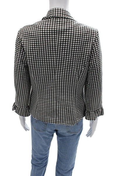Amanda + Chelsea Womens Black Checked Collared Blazer 3/4 Sleeve Size 10