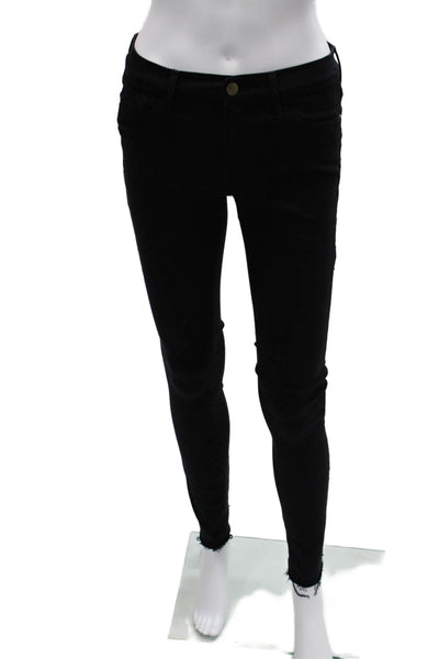 Frame Denim Womens Skinny Ankle Jeans Black Mid Rise Inseam 27 Size 28