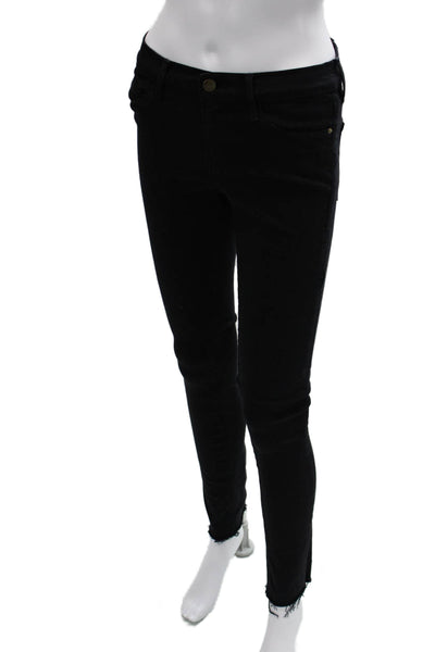 Frame Denim Womens Skinny Ankle Jeans Black Mid Rise Inseam 27 Size 28