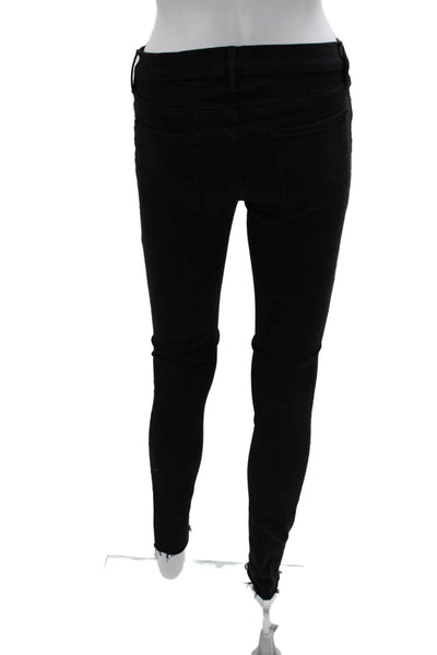 Frame Denim Womens Skinny Ankle Jeans Black Mid Rise Inseam 27 Size 28