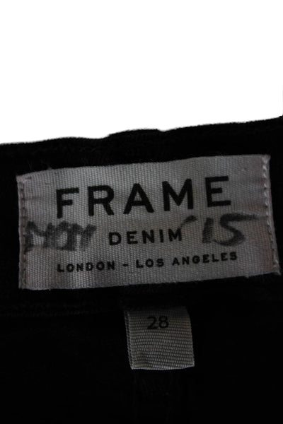 Frame Denim Womens Skinny Ankle Jeans Black Mid Rise Inseam 27 Size 28
