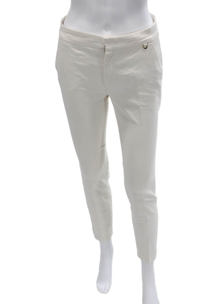 Zara Woman Womens Ankle Dress Pants White Polyester Blend Zip Size XS