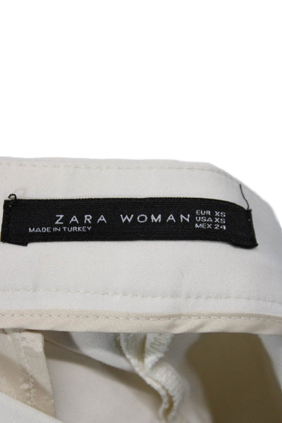 Zara Woman Womens Ankle Dress Pants White Polyester Blend Zip Size XS
