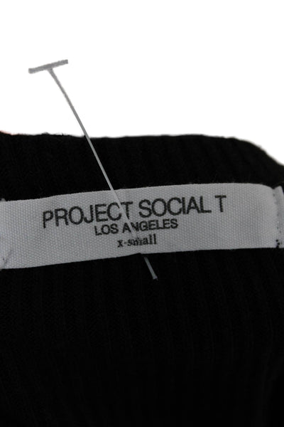 Project Social T Women Bodycon Tank Dress Black Sleeveless Knee Length Size XS