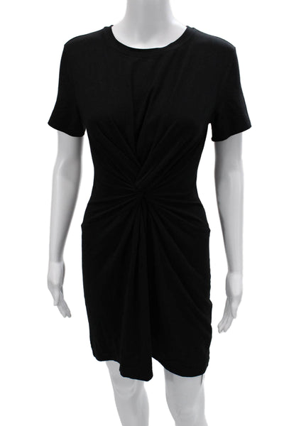 Theory Women T-Shirt Dress Black Short Sleeve Crew Neck Knee Length Size S