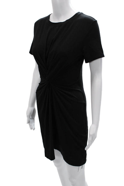 Theory Women T-Shirt Dress Black Short Sleeve Crew Neck Knee Length Size S