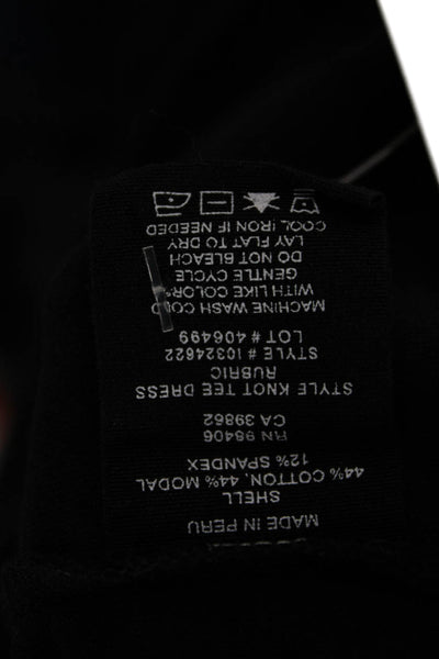 Theory Women T-Shirt Dress Black Short Sleeve Crew Neck Knee Length Size S