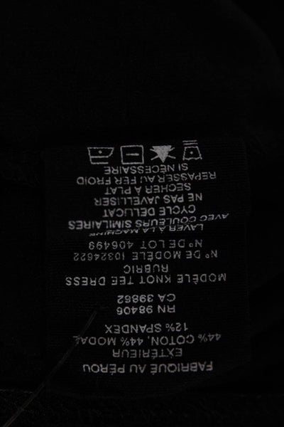 Theory Women T-Shirt Dress Black Short Sleeve Crew Neck Knee Length Size S