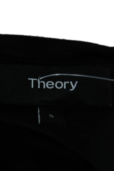 Theory Women T-Shirt Dress Black Short Sleeve Crew Neck Knee Length Size S