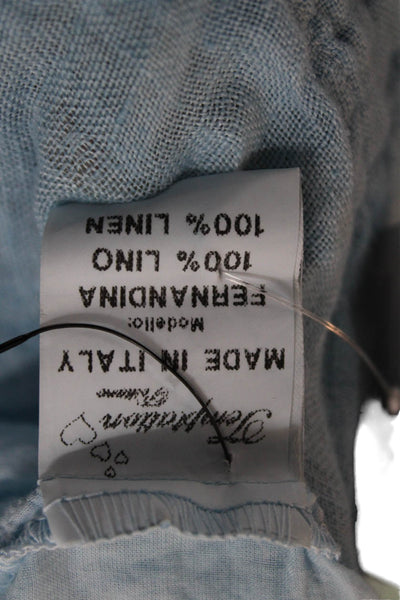 Temptation Positano Womens Romper Strapless Light Blue Linen Mini Size M