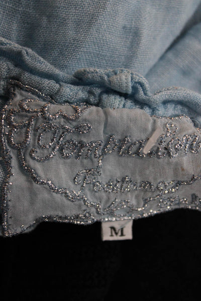 Temptation Positano Womens Romper Strapless Light Blue Linen Mini Size M