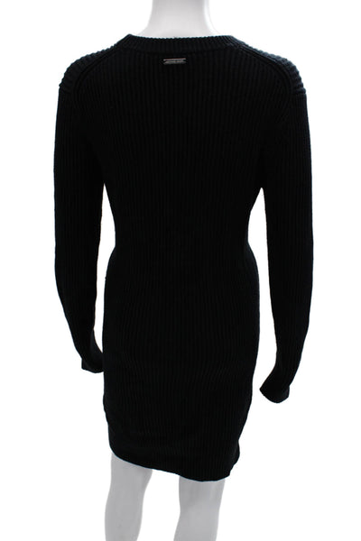 Michael Michael Kors Women Sweater Dress Black Long Sleeve Knee Length Size S