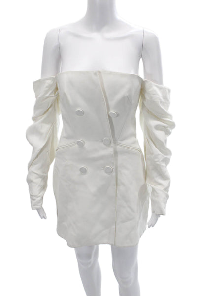 Acler Womens Mini Jacket Dress White Button Polyester Blend Size S